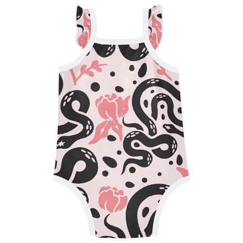 Baby Onesies Snakes Flower Pink Unisex Baby Sleeveless Bodysuits 0-24 Months for Boys Girls2
