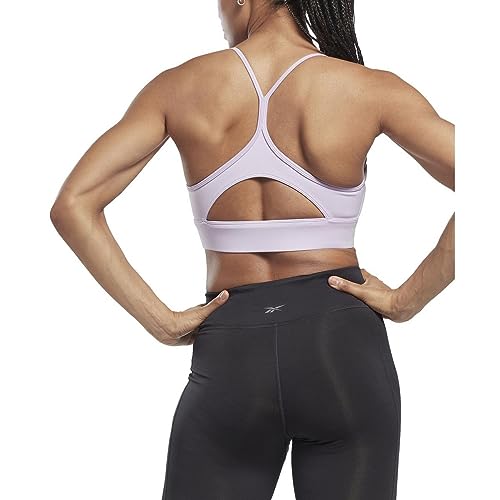 Image of Reebok Women's Satin 91% PES /9% El-Interlock-Hydrophilic Finish /Print-Digital Sublimation-Disperse Classic Workout Sports Bra