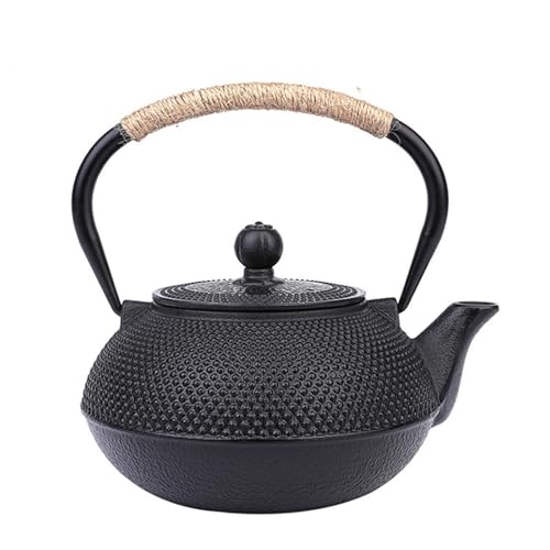 YAYAMIYA鉄やかん 鉄瓶 南部鉄器 鉄器 やかん 鉄びん 直火可 IH調理器対応 鉄分補給 鋳鉄 鋳物 茶道道具 鉄瓶兼用 急須 小丁壺の鋳鉄製茶器囲炉で煮るための鉄製茶壺 家庭用の古い鉄壺 鋳鉄茶壺 功夫茶器 (600ML)