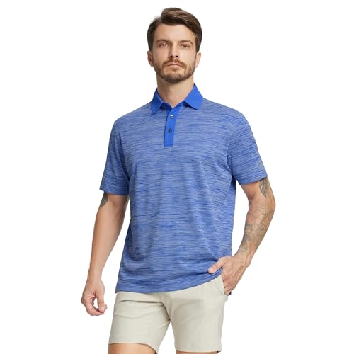 M MAELREG Polo para hombre de manga corta, rendimiento casual, absorbe humedad, mezcla Heather Pique miniatura 2