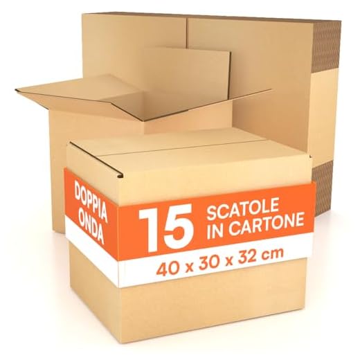 15 Scatole di Cartone 40x30x32 cm Eurocali per Trasloco Spedizioni E-Commerce Imballaggio - Scatoloni in Microtriplo a Doppia Onda Made in Italy Rettangolari Multiuso Super Resistenti - Colore Avana