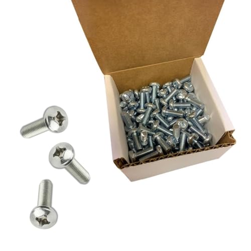 License Plate Metric Phillips Head Screws - 100 per Box - Zinc-Plated Steel - Ideal for Car Truck Dealerships