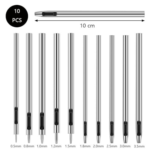 Lowats Locheisen Set 10 Stücke Locheisensatz ​Leder Punch Set Lochstanzer Stanzwerkzeug Locher Cutter Runde Stahl Hohl Punch Set Leder Hohl Locher Hohle Loch Punch Hand Stahl Puncher