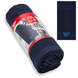 Reebok Capri Asciugamano da Palestra in Cotone – Navy Blue Gym Towel Quick Dry, leggero e assorbente | Perfetto per allenamento, home gym, fitness, sport e viaggi – 40 x 80 cm | telo palestra