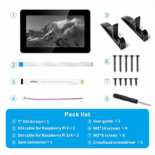 Image of OSOYOO 7 inch DSI Touch Screen 720x1280 IPS Display, DSI Power & Video (No Extra Cables), Portrait /Landscape Rotatable Bare Screen for Raspberry Pi4B /3B+ /3B /3A+ /5