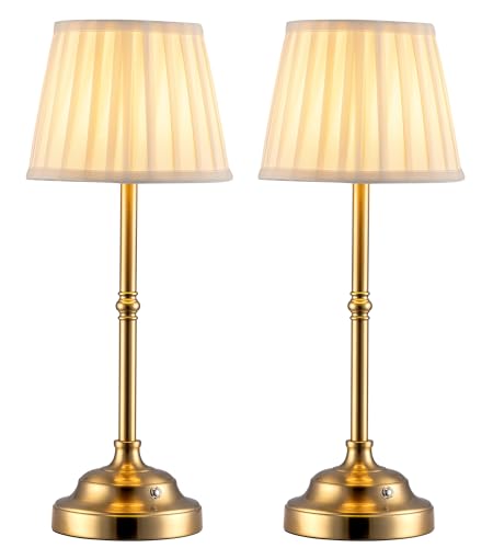 KDG Cordless LED Table Lamp Set of 2, Portables Fabric