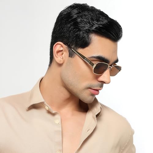 Image of EYEJACK by Voyage UV Protected Black Rectangle Sunglasses for Men & Women