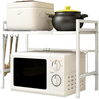 Redwestmelon Microwave Oven Rack Adjustable Rice Cooker Shelf Stand Kitchen Countertop Storage Organiser Holder Free Standing Expandable Spice Rack