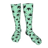 Athletic Cushioned Crew Socken Cannabis Blätter auf einem grünen Hanf Laufsocken Low Cut Sport Tab Socken für Damen und Herren, Baumwolle, One size