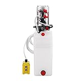  ZauberLu 12V/DC Hydraulikpumpe Doppeltwirkend Kipperpumpe Hydraulikaggregat 10L Kunststofftank Antriebseinrichtung für Auto(10L Doppeltwirkend Kunststoff)