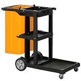 HOMCOM Carrello Pulizie Professionale 3 Ripiani 121x50.5x96.5 cm Nero