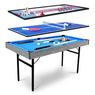 5in1 Multi-fuction Games Table,Folding Multi Game Combination Table Set with Ping Pong, Pool Billiards, Air Hockey, Bowling, and Shuffleboard for Indoor, Outdoor