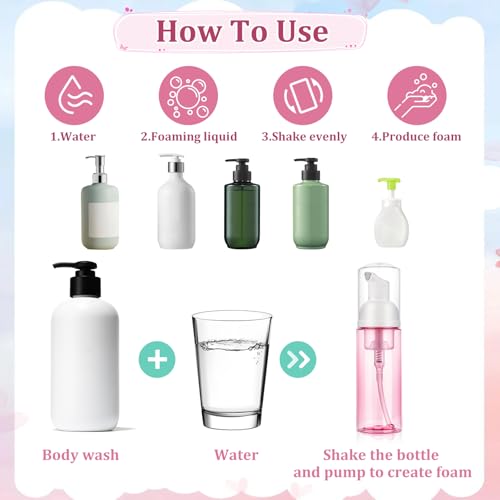 Molain 2 Stück Schaumspender, 60ml seifenschaumspender Pumpflasche Reise Schäumende Pumpflaschen Tragbare Spenderflasche für Kosmetik Shampoo Creme(Grün+Rosa)