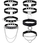 KUMSODE 3er Set Leder Choker Damen - Einstellbare PU Leder Halsketten Mit Herz Anhänger