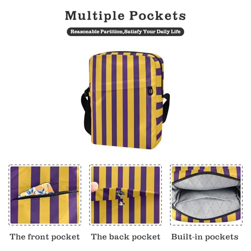 KLL Yellow Purple Straight Stripe Pattern crossbody messenger bag Vegan Leather shoulder bag crossbody Casual Shoulder Handbags2