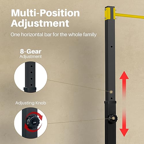 Bongkim Power Tower Portable Pullup Bar Station, Pull Up Bar for Home Gym, Pull Up Tower Station 330LBS (Yellow)