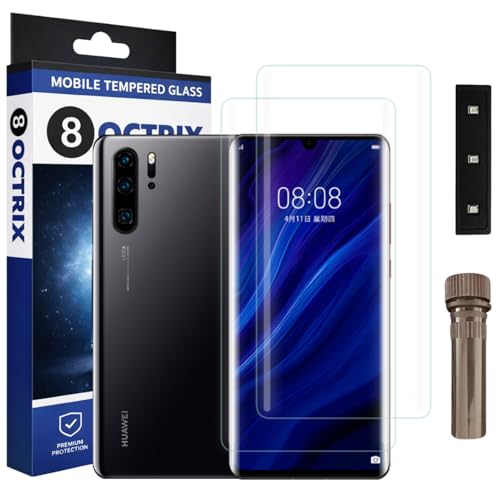 Image of Curved UV Tempered Glass Screen Protector for Huawei P30 Pro | Transparent | Pack of 2 | Full Screen Coverage with UV Installation Kit
