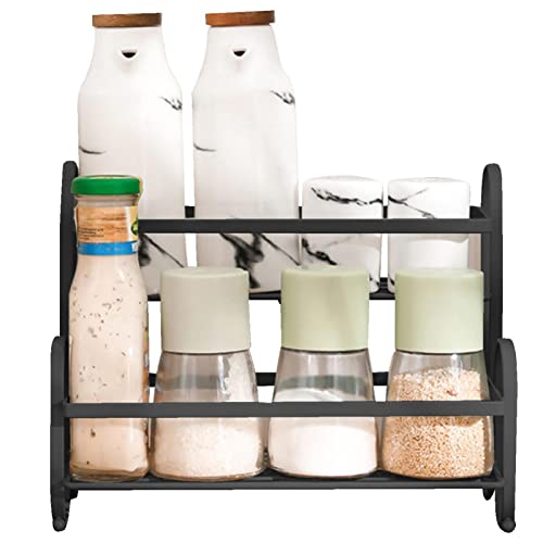 Suphyee Organizador de Especias | Organizador de Especias de 2 Niveles para gabinete | Estante de Especias de Cocina, Soporte de exhibición de baño de tocador de encimera de despensa para baño Cover