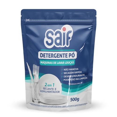 Qual o Melhor Detergente em Pó para Lava Louças de 2025? Melhores Ranking 12 Detergente Em Pó Para Máquinas De Lavar Louças Saif 500G, Saif, Sabão Em Pó Para Lava Louças, Azul, Ação 2 Em 1 Secante E Abrilhantador, Facilitando Sua Vida, Maximizando Toda Limpeza