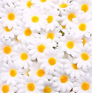 VGOODALL Artificial Daisy, 200PCS Silk Daisy Artificial Gerber Daisy Artificial Chrysanthemum Daisy Flowers Heads for Wedding Decoration Home Decoration, 1.5inch, White