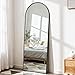 DUMOS Arched Full Length Mirror with Stand Floor Standing Aluminum Frame for Bedroom Body Hanging Leaning Modern Simple Home Decor Shatter-Proorf Nano Glass Wall Living Room Cloakroom Black 56