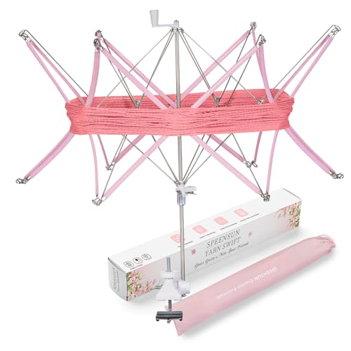 SPEENSUN Yarn Swift Adjustable Angle/Height Yarn Umbrella Turn Loose Yarn into Tidy Skeins Easy to Install and Foldable Perfectly Paired with Yarn Winder with Storage Bag and Packaging Box