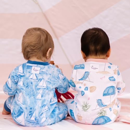 Image of Burt's Bees Baby unisex-baby Sleep & Play, Organic One-piece Romper-jumpsuit Pj, Zip Front Footed Pajama