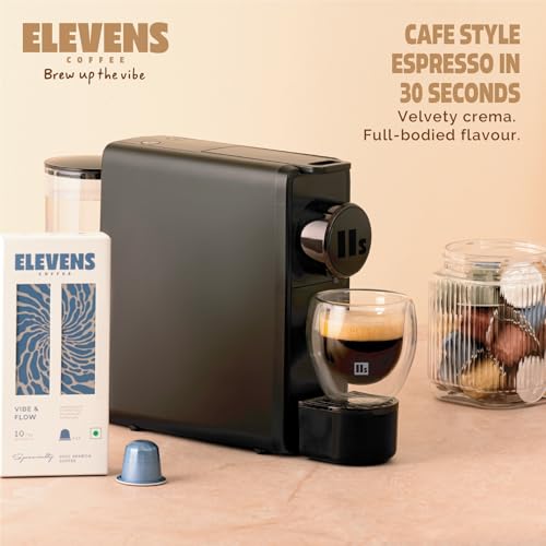 Image of ELEVENS ONE | Coffee Capsule Machine (Graphite Color) | Espresso Coffee Pod Machine | 19 Bar Pressure | Compatible With Nespresso Pods | Fast Heating System | One Touch Operation | 1100W