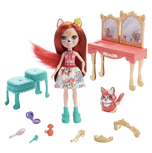 Enchantimals Royal Fabrina Fox y Frisk con tocador Victoriano Mu&ntilde;eca con...
