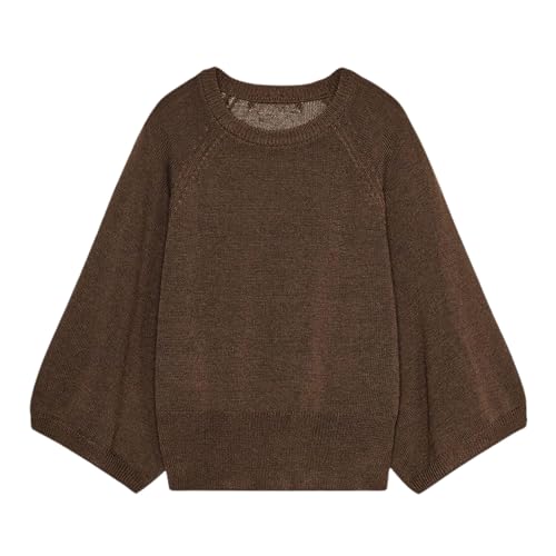 Xunger Women's Batwing Sleeve Sweater Lightweight Ribbed Hem Knit Top Oversized Casual Crewneck Pullover