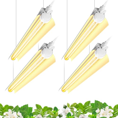 Image of Barrina Grow Light Bulb, 96W(4 x 24W), Full Spectrum 2FT LED Grow Light, V-Shape T8 LED Grow Light Strips, Plant Lights for Indoor Plants, 4-Pack