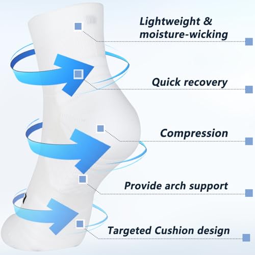 LIN PERFORMANCE 3 Pairs Ankle Compression Socks for Men and Women Sports Running Athletic Sock with Arch Support2