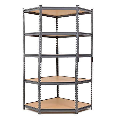 Racking Solutions Super Value Grey Steel Corner Shelving Unit 1500mm H x 750/625mm W x 300mm D 150 KG UDL per Shelf