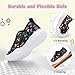 L-RUN Toddler Floral Print Shoes Shock-Absorbing School Shoes for Girls Boys with Fashionable Design Black 5-5.5 Toddler