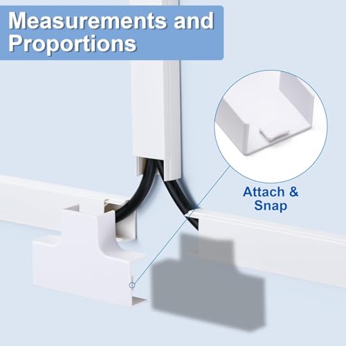 157in Cord Hider Kit, Cord Covers for Wires on Wall, Cable Hider Cord Organizer, Wire Hiders for TV on Wall, Cord Concealer, Cable Cover Wall Wire Management, 10 X L15.7 W1.18 H0.6in, White by CADONO - Image 4