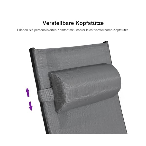 PURPLE LEAF Sonnenliegen-Set Grau mit Tisch