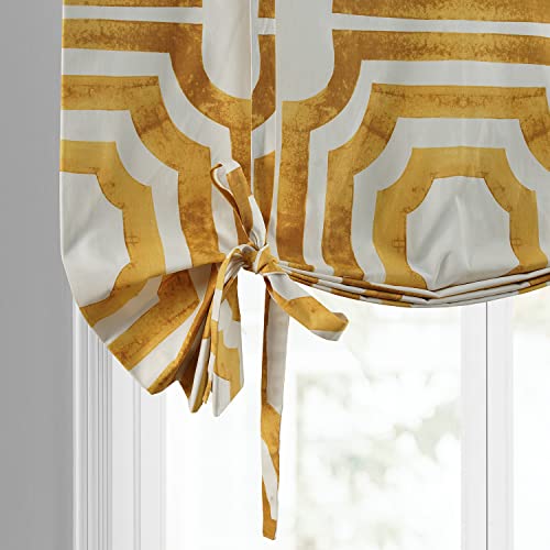 Image of HPD Half Price Drapes Room Darkening Tie Up Curtains 46 X 63 Inch Mecca Printed Cotton Window Roll Up Balloon Curtain for Living Room, Kitchen PRTW-TUD23C-63 (1 Panel),Mecca Gold