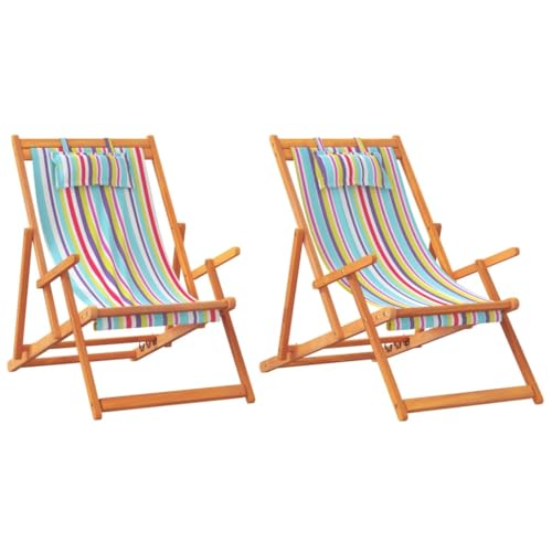 Chaises longues en bois d'eucalyptus robuste et toile polyester de qualité supérieure