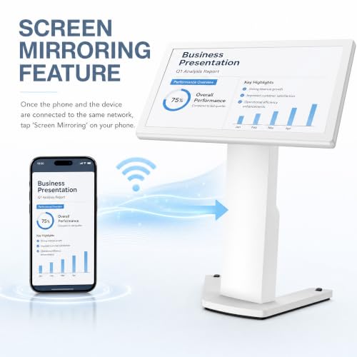 Image of 43-inch Floor Standing Self Service Kiosk with Touchscreen, 4+32GB HD 1080P 60HZ Digital Signage Display with Android 13 OS, Angle Adjustable Self-Ordering Kiosk Stand Terminal Machine