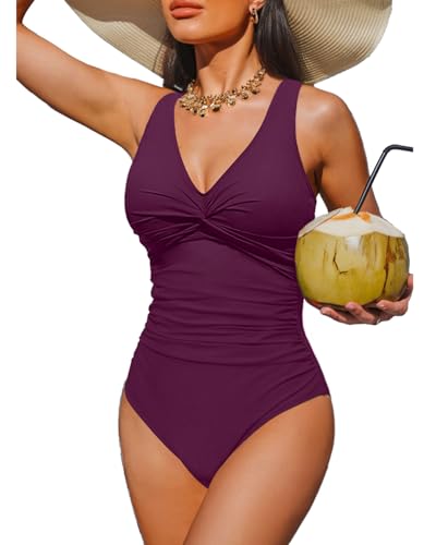 Image of Holipick Women Tummy Control One Piece Swimsuit - Push Up Bathing Suit Full Coverage Slimming Swimwear