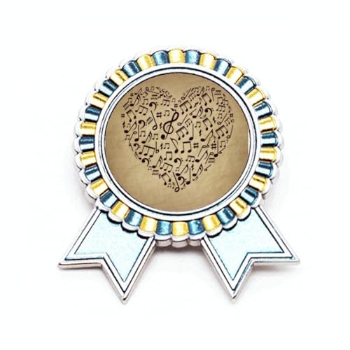 Broche en forme de cœur notes de musique papier métal pour veste et manteau