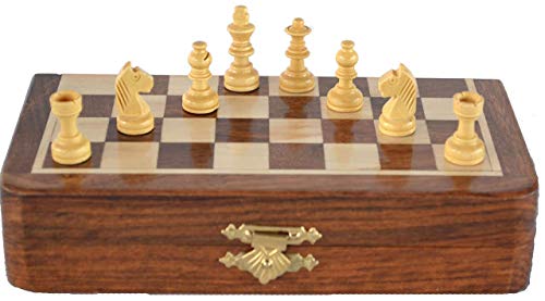 Image of SOUVNEAR Wooden Magnetic Chess Box with Chess Pcs (7x7, 10x10, 12x12 inch), 2 Players, Ages 8+ Years