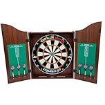 Gorilla Darts Centre Set MDF Walnut Cabinet Set Dartboard inc Darts Package