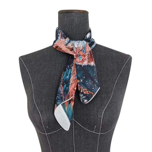 Women's Square Silk Hair Scarves and Wraps Headscarf Beautiful Fox Head Neck Scarf Bandana 24inch3
