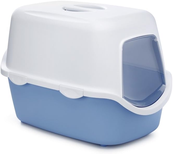 Beeztees Cathy Cat Litter Pan, White/Light Blue