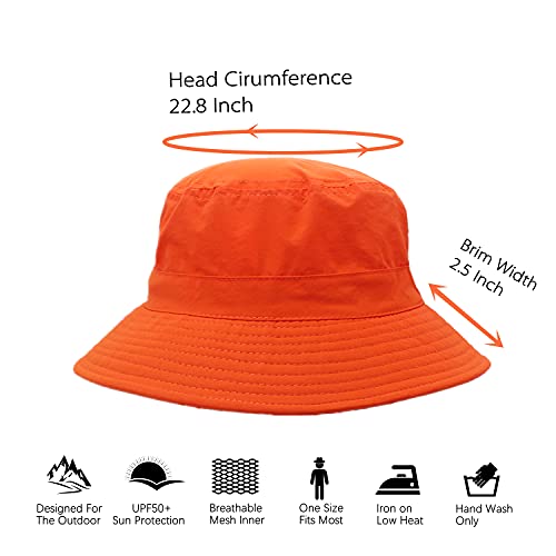 Summer Quick-Dry Bucket Hats For Men And Women Upf50+ Outdoor Sun Hat Uv Protection Beach Hat Orange #TOP1