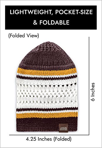 Skull Caps For Men & Women In Solid And Striped Designs | Cotton Helmet Liner Sports Beanie Kufi (Brown And White With Gold Stripes) #TOP3
