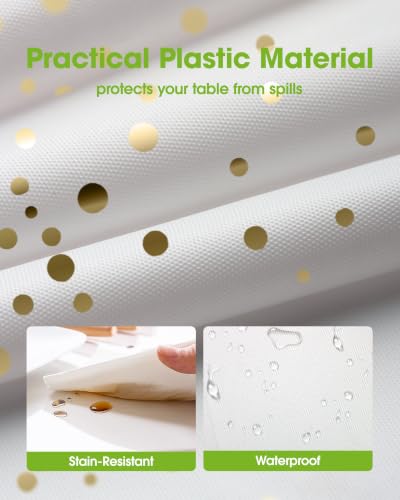 Image of Pureegg Plastic Table Cloth Disposable 54x108 Inch 10 Pack, White Gold