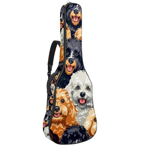 Housse guitare basse et électrique 104 cm imperméable avec motif caniche