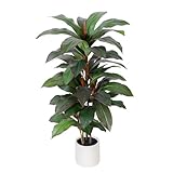 Artificial Dracaena Plant Indoor 4 FT, Fake Tree with White Planter, Faux Yucca Silk Floor Plants Indoor, Artificial Trees for Home Office Decor Indoor Outdoor Housewarming Gift
